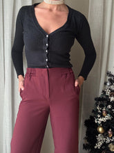 Load image into Gallery viewer, Vintage Pure Cashmere Soft Black Cardigan with Beading and Rhinestone Buttons