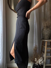 Load image into Gallery viewer, Vintage Deadstock Classic Black Long Maxi Skirt with Front Slit and NWT Lined