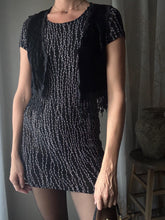 Load image into Gallery viewer, Vintage Black Beige Vine Pattern Dress Short Sleeve Stretchy