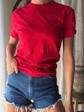 Load image into Gallery viewer, Vintage Ralph Lauren Polo Tee: Cherry Red Cotton, Navy Pony Embroidery