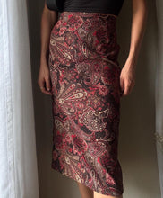 Load image into Gallery viewer, Vintage Burgundy Brown Paisley Pattern Long Skirt
