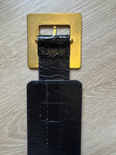 Load image into Gallery viewer, Vintage Black Croc Embossed Wide Belt Large Square Buckle