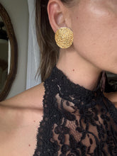 Load image into Gallery viewer, Vintage Gold Woven Textured Large Statement Clip On Earrings