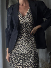 Load image into Gallery viewer, Vintage Pure Silk Leopard Animal Print Mini Crinkle Dress Lined Petite