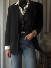 Load image into Gallery viewer, Vintage Classic Black Wool Oversized Boyfriend Blazer