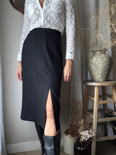 Load image into Gallery viewer, Classic Vintage Wool Black Midi Skirt Lined Made in USA