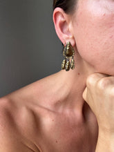 Load image into Gallery viewer, Vintage 90s Hammered Bronzed Drop Statement Earrings