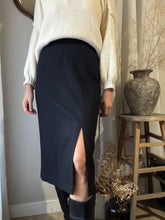 Load image into Gallery viewer, Classic Vintage Wool Black Midi Skirt Lined Made in USA