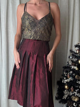 Load image into Gallery viewer, Vintage Pleated Burgundy Merlot Midi Skirt Made in USA