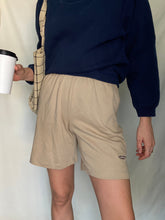 Load image into Gallery viewer, Vintage Cotton Khaki Sweat Shorts with Navy Blue Keep Earth Vintage Embroidered Logo