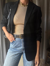 Load image into Gallery viewer, Preloved Black Wool Blend Structured Oversized Boyfriend Blazer