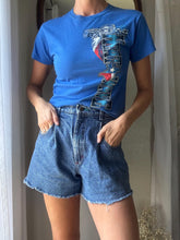 Load image into Gallery viewer, Vintage Bright Blue Texas Heatwave Truck Cropped Graphic Tee TShirt Cotton