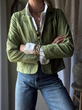 Load image into Gallery viewer, Vintage Pistachio Green Faux Suede Jacket