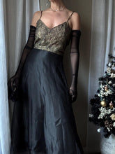 Load image into Gallery viewer, Deadstock Gold Black Semi Sheer Lace Tank Top NWT