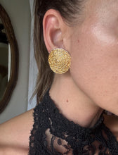 Load image into Gallery viewer, Vintage Gold Woven Textured Large Statement Clip On Earrings