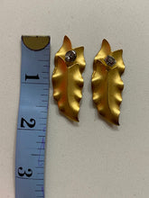 Load image into Gallery viewer, Vintage Gold Leaf Light Weight Statement Earrings