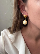 Load image into Gallery viewer, Vintage 90s Gold Pearl Drop Statement Earrings