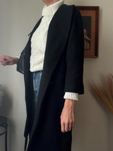 Load image into Gallery viewer, Vintage Black Wool Long Black Coat Structured Shoulders