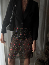 Load image into Gallery viewer, Beautiful Silk Vintage Upcycled Black Semi Sheer Floral Maxi Skirt | Made in USA