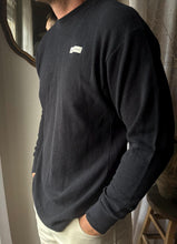 Load image into Gallery viewer, Vintage Upcycled Keep Earth Black Waffle Cotton Long Sleeve Shirt Mens