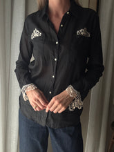 Load image into Gallery viewer, Upcycled Cotton Button Up with French Vintage Lace Sourced from France