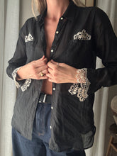 Load image into Gallery viewer, Upcycled Cotton Button Up with French Vintage Lace Sourced from France