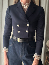 Load image into Gallery viewer, Vintage Upcycled Cropped Blazer with French Antique Lace Sourced from France