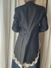 Load image into Gallery viewer, Vintage Upcycled Tuxedo Blazer Jacket with French Antique Lace Sourced from France