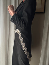 Load image into Gallery viewer, Vintage Upcycled Tuxedo Blazer Jacket with French Antique Lace Sourced from France