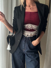 Load image into Gallery viewer, Vintage Upcycled Burgundy Maroon Velvet Square Neck Halter Tie Top Handmade