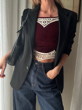 Load image into Gallery viewer, Vintage Upcycled Burgundy Maroon Velvet Square Neck Halter Tie Top Handmade