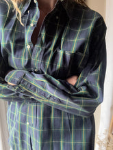 Load image into Gallery viewer, Vintage Ralph Lauren Polo Classic Dark Blue Green Yellow Plaid Cotton Very Oversized Collared Button Up