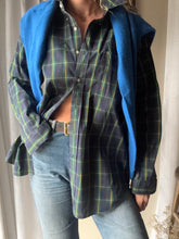 Load image into Gallery viewer, Vintage Ralph Lauren Polo Classic Dark Blue Green Yellow Plaid Cotton Very Oversized Collared Button Up