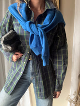Load image into Gallery viewer, Vintage Ralph Lauren Polo Classic Dark Blue Green Yellow Plaid Cotton Very Oversized Collared Button Up