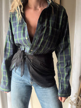 Load image into Gallery viewer, Vintage Ralph Lauren Polo Classic Dark Blue Green Yellow Plaid Cotton Very Oversized Collared Button Up
