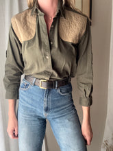 Load image into Gallery viewer, Vintage Olive Green Brown Cotton Button Up Safari Shirt