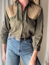 Load image into Gallery viewer, Vintage Olive Green Brown Cotton Button Up Safari Shirt