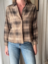 Load image into Gallery viewer, Vintage Lightweight Brown Plaid Button Up Blouse