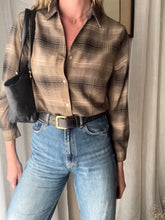 Load image into Gallery viewer, Vintage Lightweight Brown Plaid Button Up Blouse