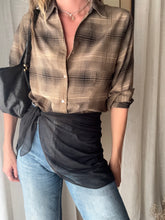 Load image into Gallery viewer, Vintage Lightweight Brown Plaid Button Up Blouse