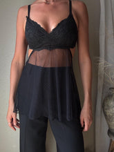 Load image into Gallery viewer, Secondhand Victoria's Secret Black Semi Sheer Backless Lace Tank Top Adjustable Straps