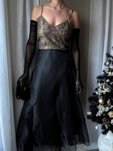 Load image into Gallery viewer, Deadstock Gold Black Semi Sheer Lace Tank Top NWT