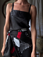 Load image into Gallery viewer, Vintage Black Satin Slip Tank Top with Straight Pleated Neckline