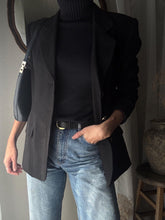 Load image into Gallery viewer, Classic Vintage Wool Oversized Black Blazer Gold Buttons