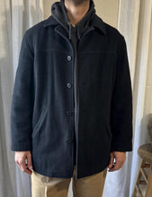 Load image into Gallery viewer, Vintage Wool Mens Black Winter Coat Quilted Lining