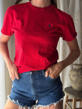Load image into Gallery viewer, Vintage Ralph Lauren Polo Tee: Cherry Red Cotton, Navy Pony Embroidery