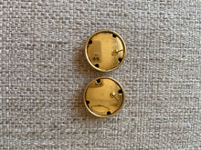 Load image into Gallery viewer, Vintage 90s Gold Plaid Textured Embossed Circle Statement Earrings