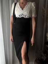 Load image into Gallery viewer, Vintage Black White Lace Dress Gown Made in USA