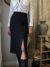 Load image into Gallery viewer, Classic Vintage Wool Black Midi Skirt Lined Made in USA