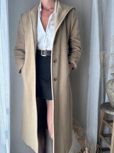 Load image into Gallery viewer, Vintage Wool Tan Camel Hooded Long Coat